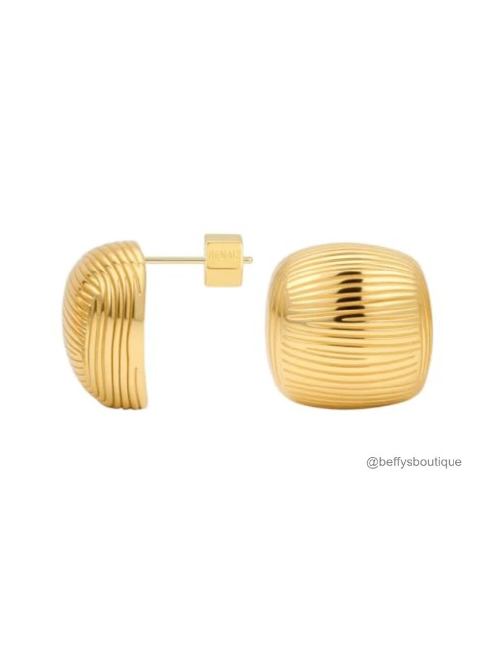 14K Gold Plated Rhodium Plated Chunky Stud Hoop Earrings Hammered Geometric
